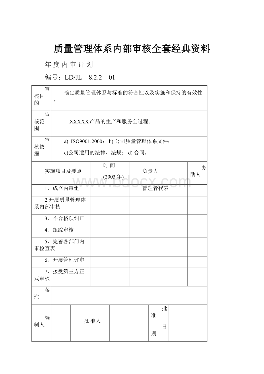 质量管理体系内部审核全套经典资料.docx_第1页