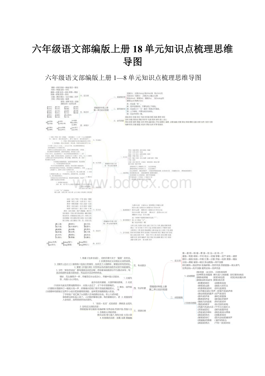 六年级语文部编版上册18单元知识点梳理思维导图.docx