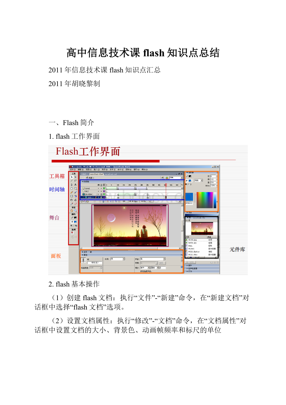 高中信息技术课flash知识点总结.docx