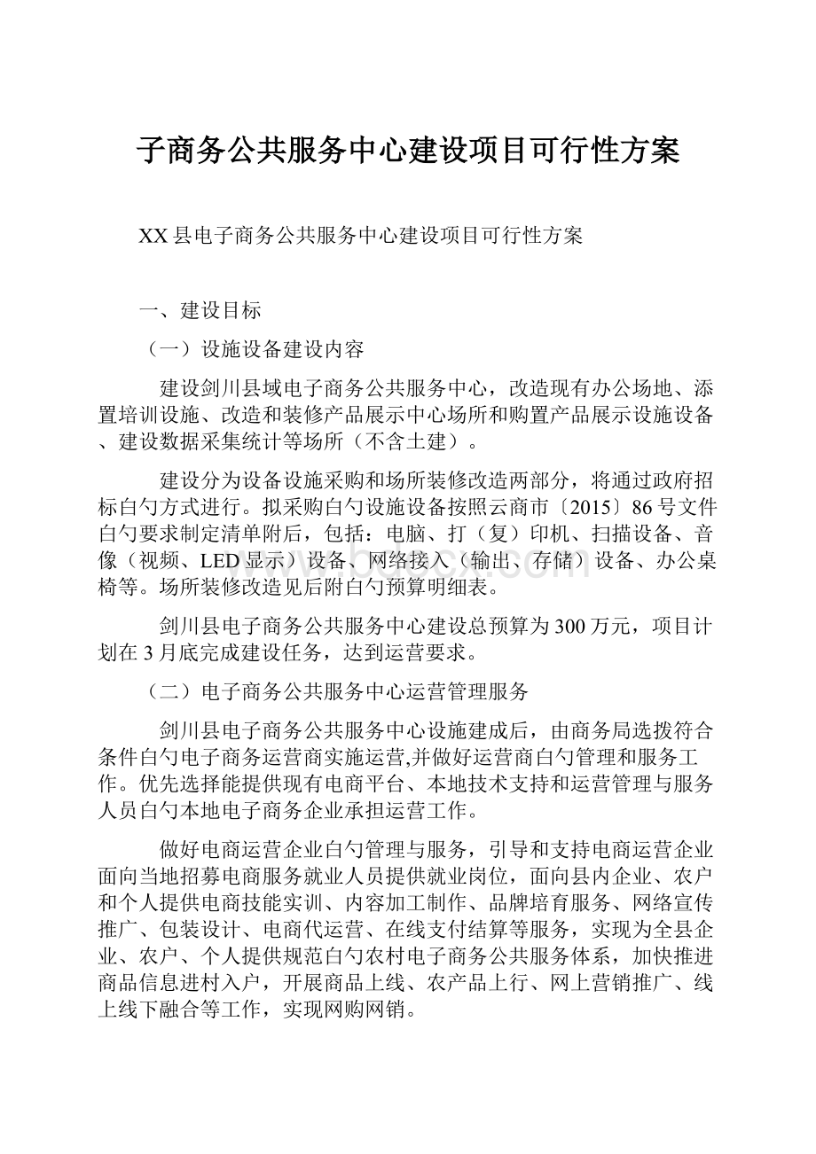 子商务公共服务中心建设项目可行性方案.docx