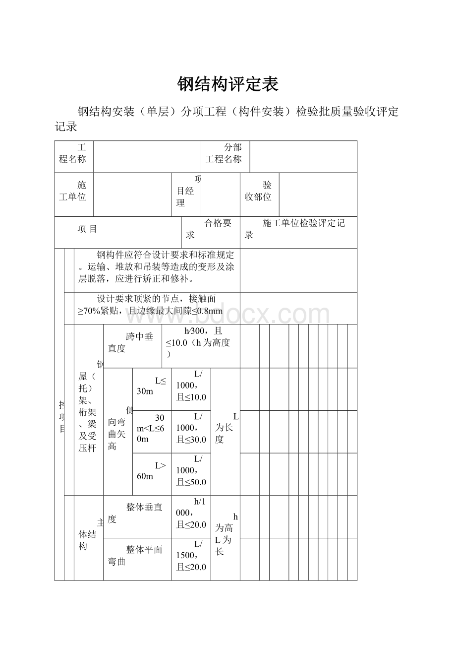 钢结构评定表.docx_第1页