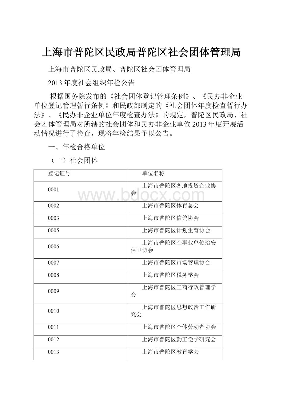 上海市普陀区民政局普陀区社会团体管理局.docx_第1页