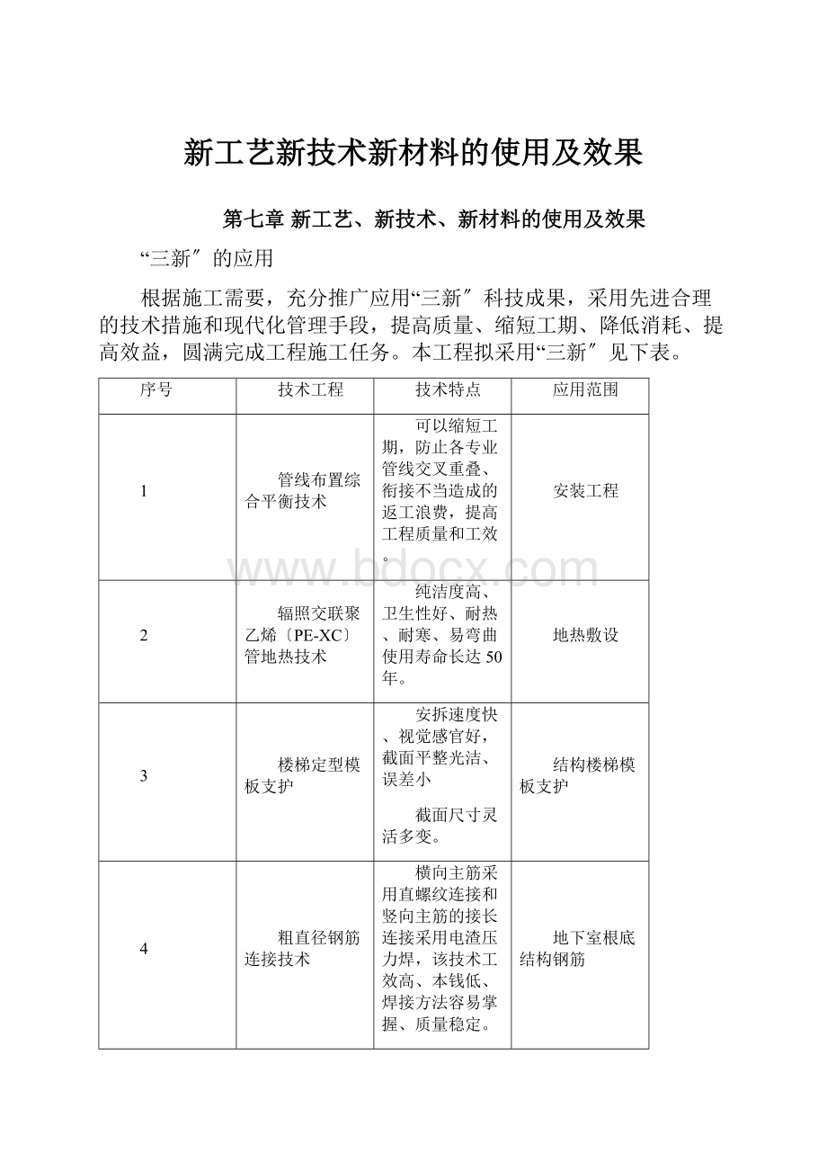 新工艺新技术新材料的使用及效果.docx