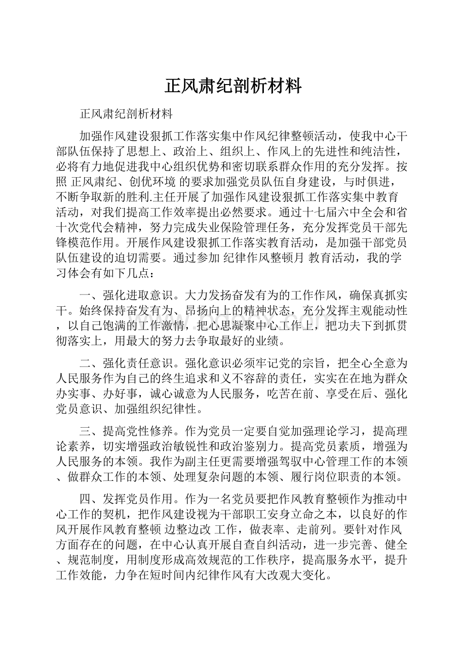 正风肃纪剖析材料.docx