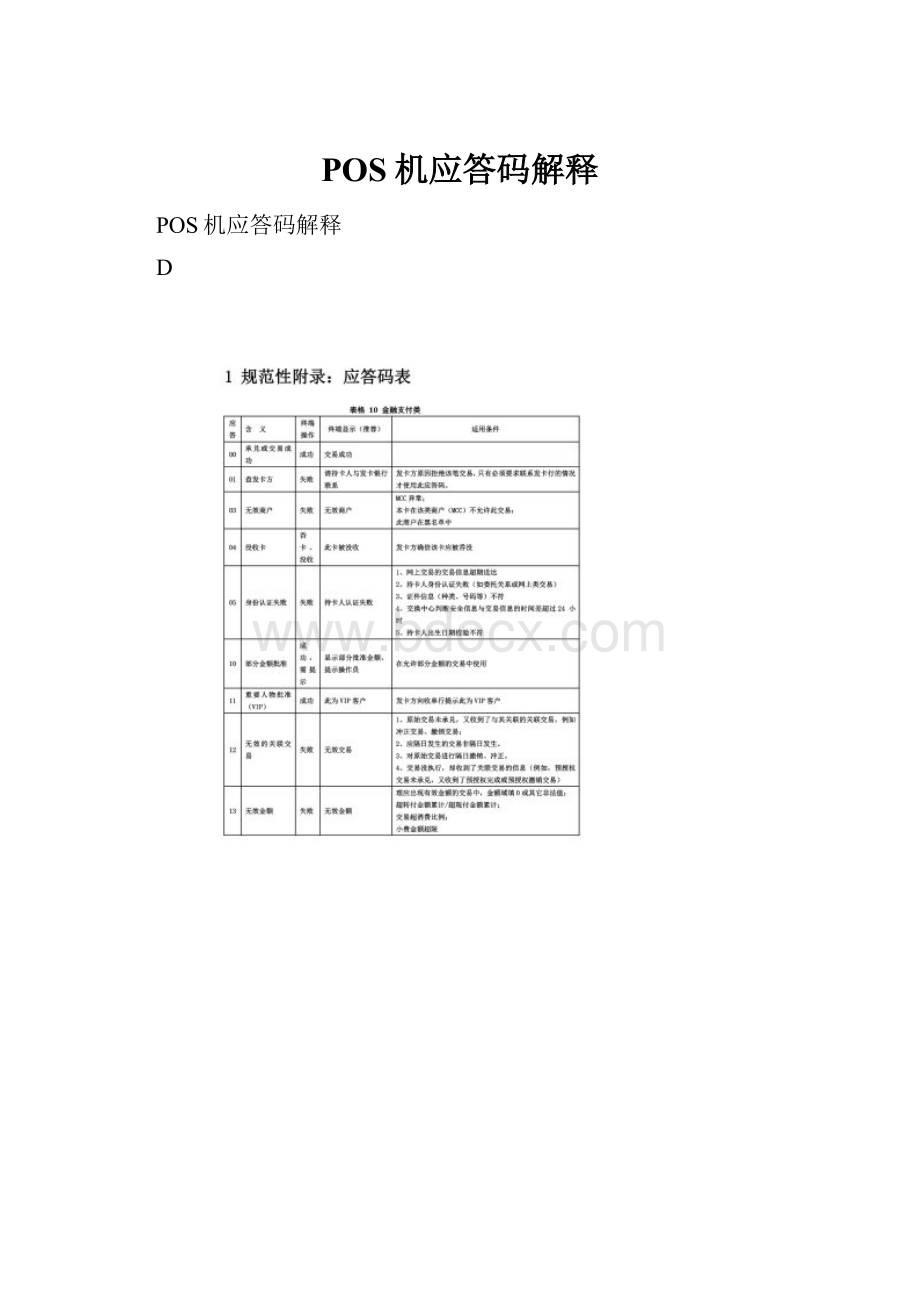 POS机应答码解释.docx_第1页