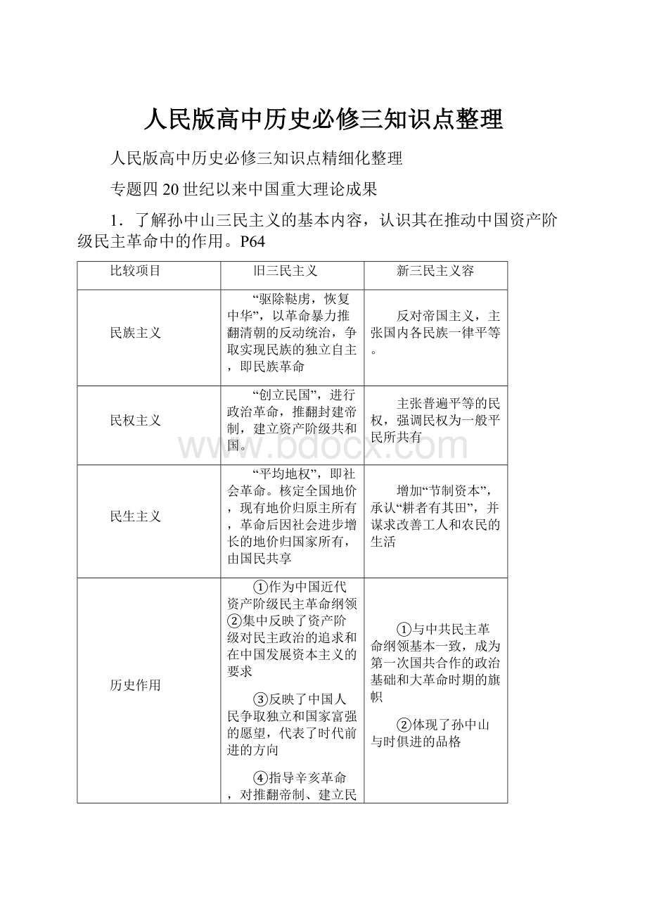 人民版高中历史必修三知识点整理.docx