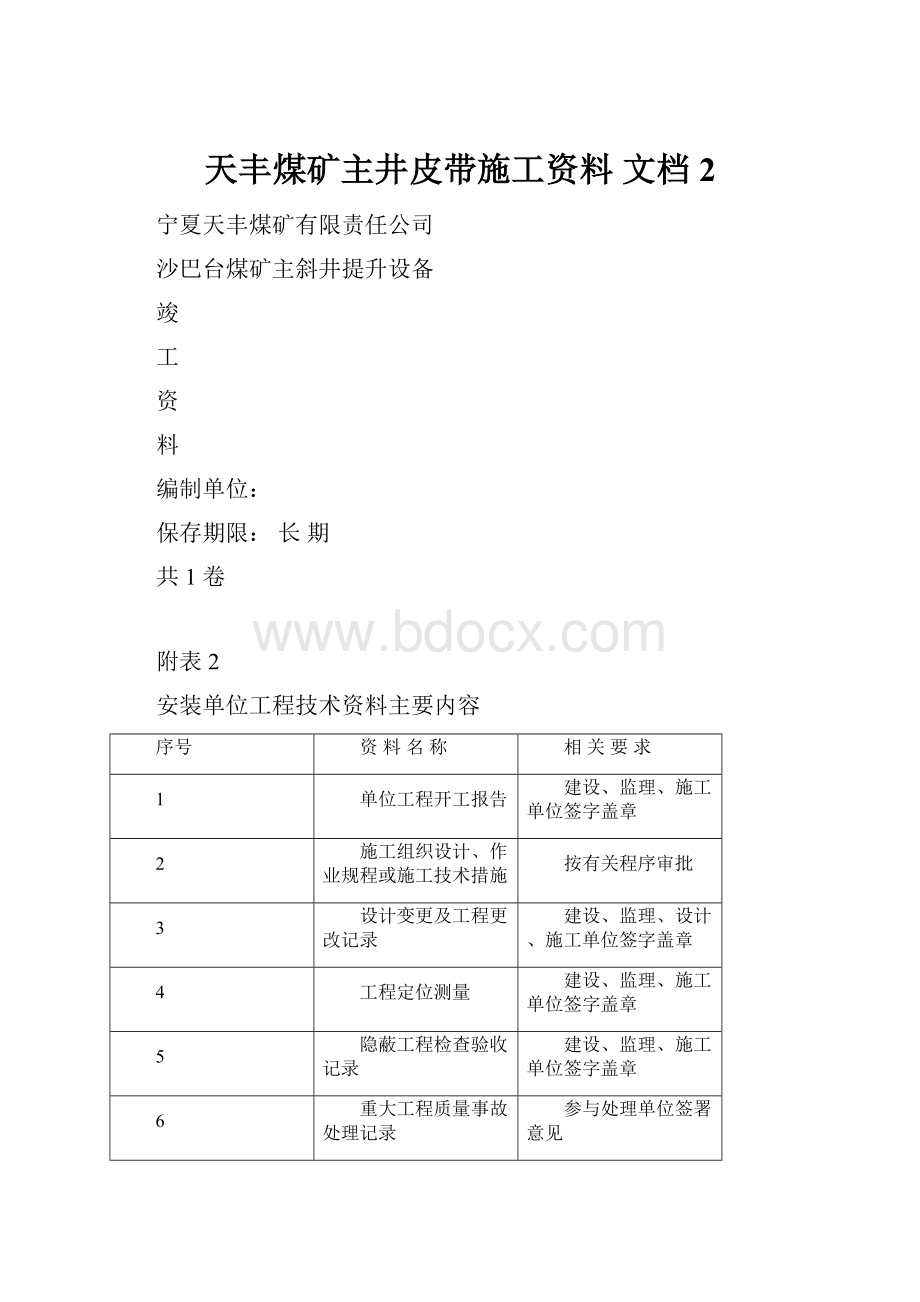 天丰煤矿主井皮带施工资料 文档 2.docx