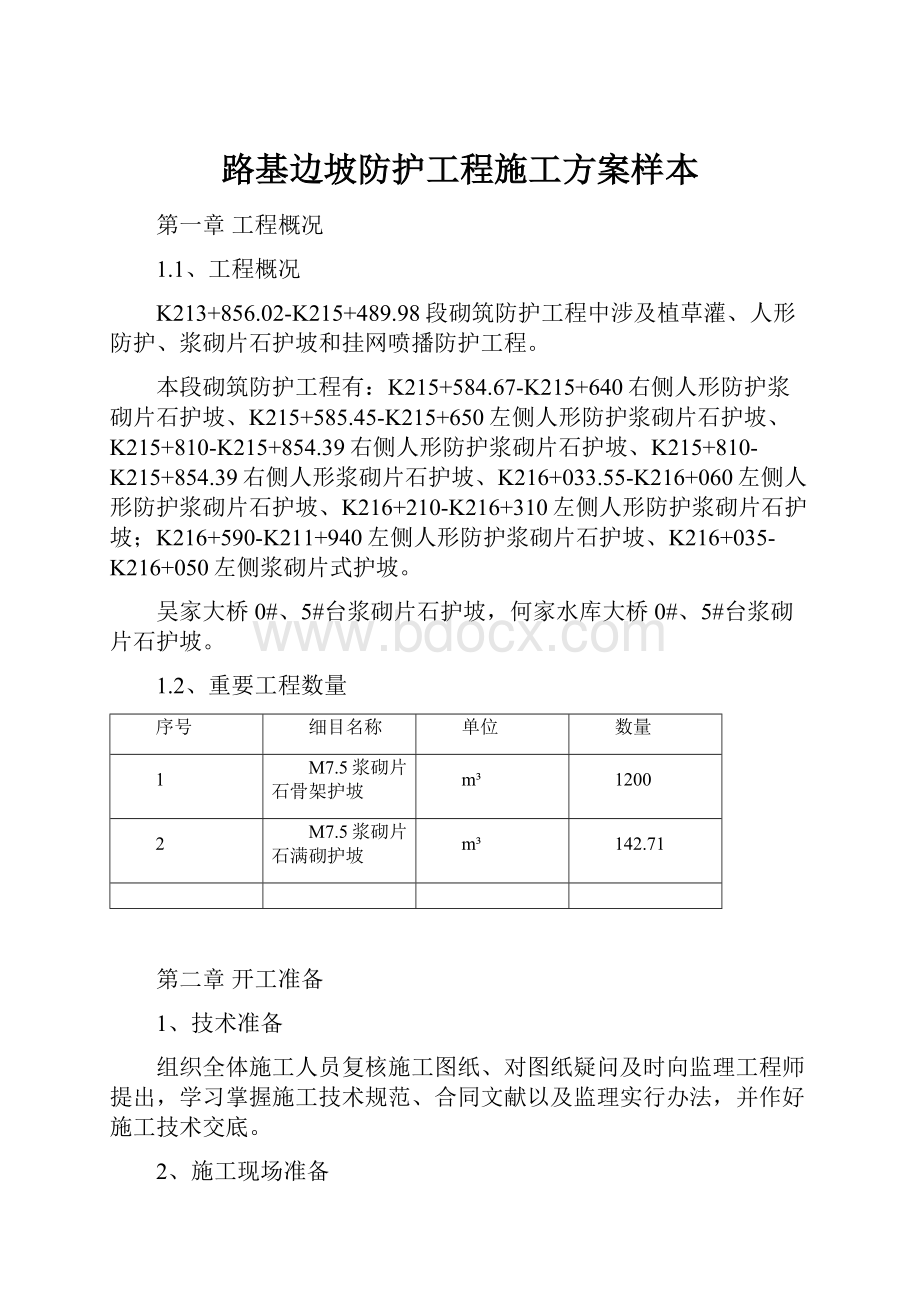 路基边坡防护工程施工方案样本.docx_第1页