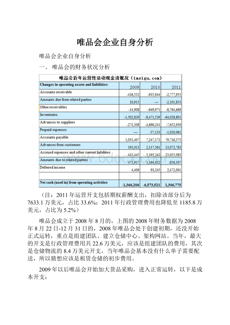 唯品会企业自身分析.docx_第1页