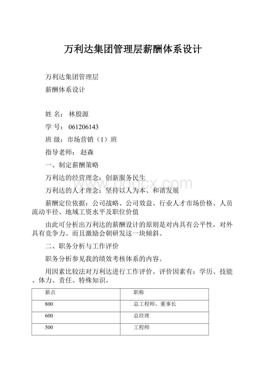 万利达集团管理层薪酬体系设计.docx