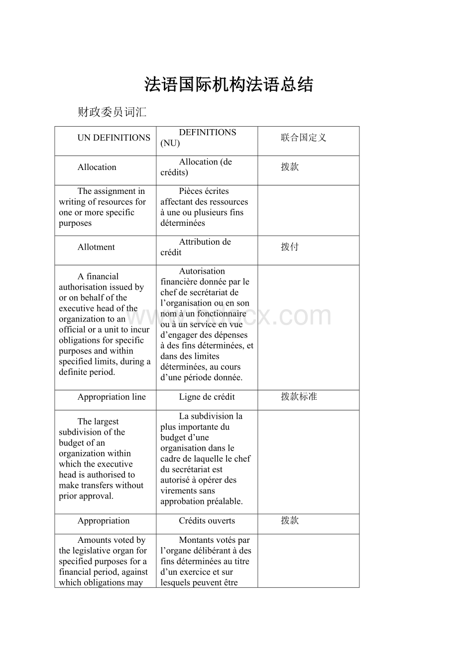 法语国际机构法语总结.docx