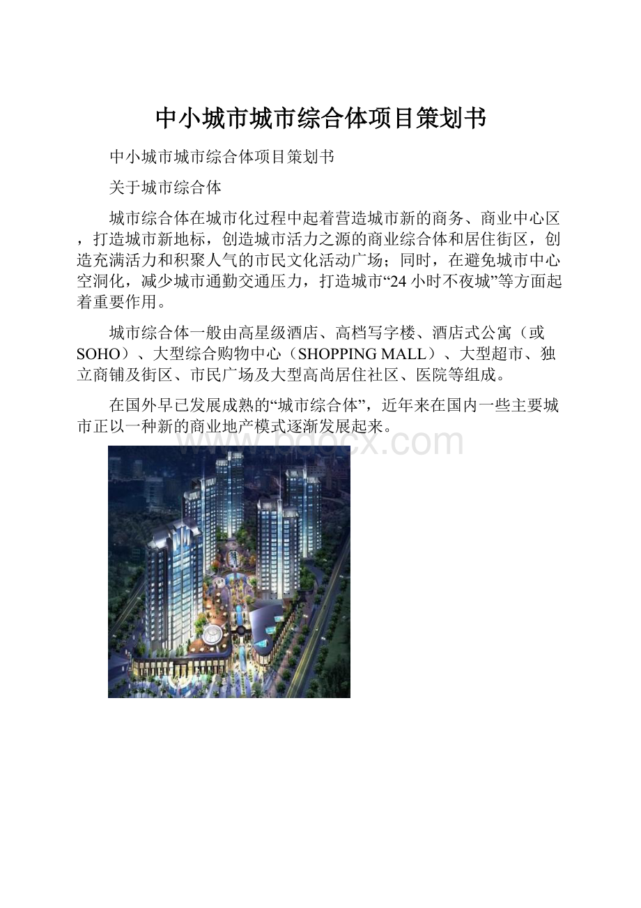 中小城市城市综合体项目策划书.docx