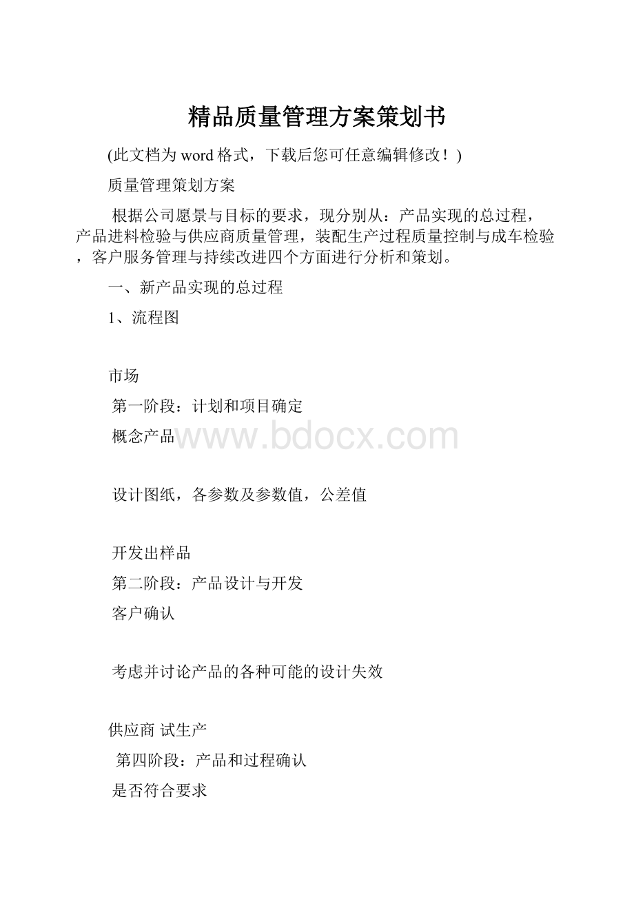 精品质量管理方案策划书.docx