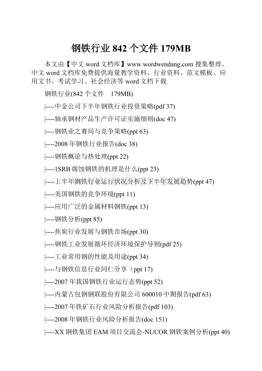 钢铁行业842个文件 179MB.docx