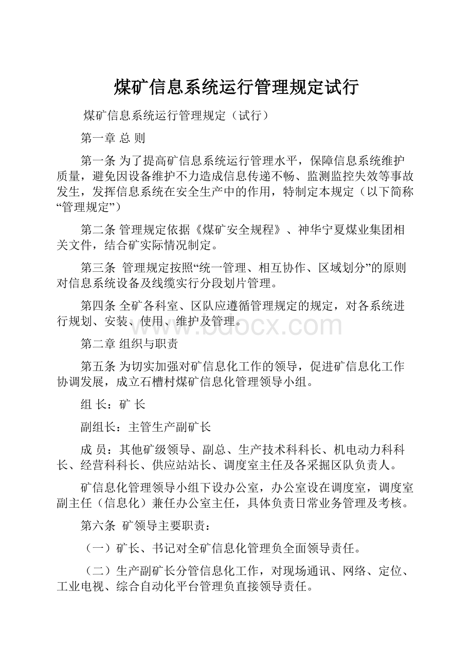 煤矿信息系统运行管理规定试行.docx