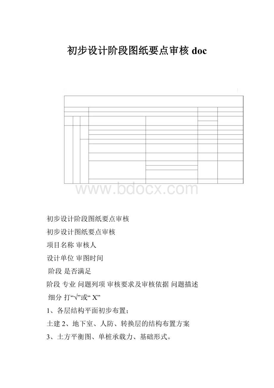 初步设计阶段图纸要点审核doc.docx