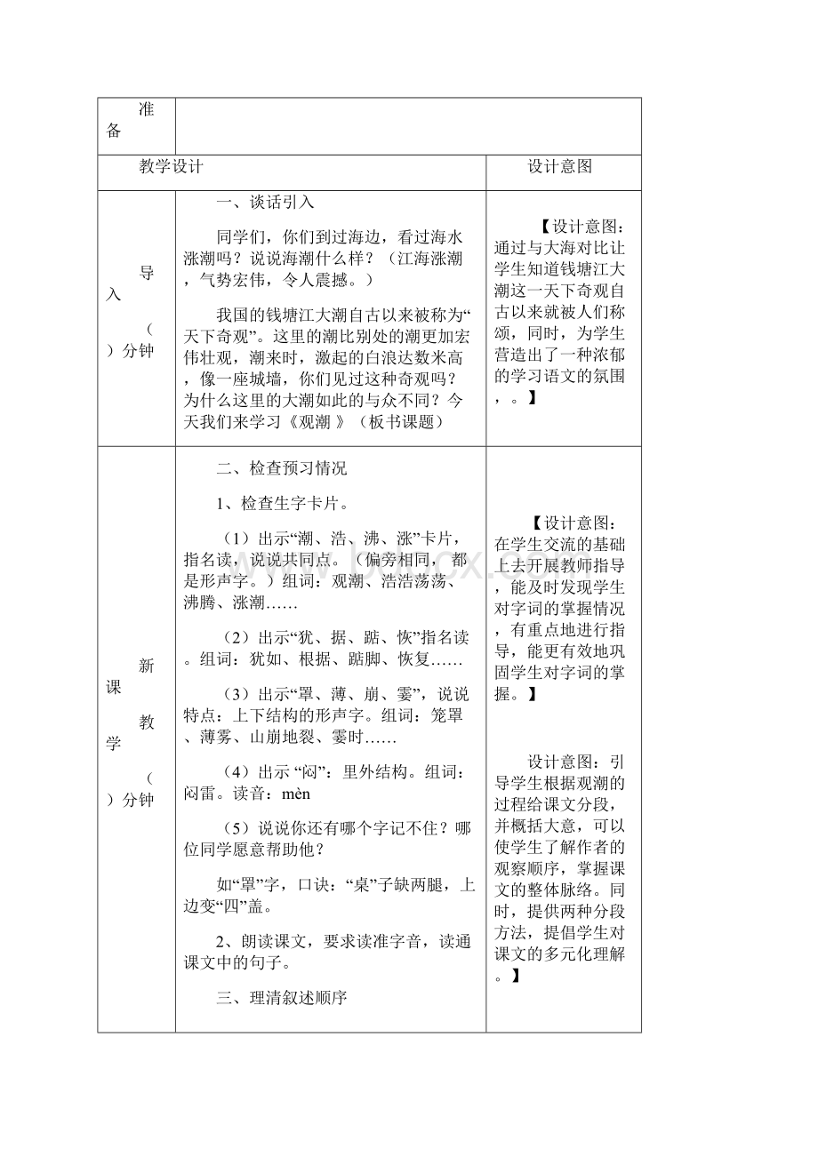 人教版部编本小学四年级语文上册第1课《观潮》教案板书反思.docx_第2页