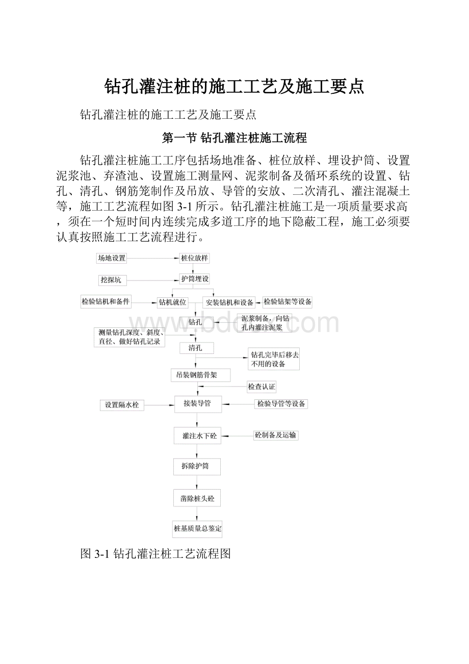 钻孔灌注桩的施工工艺及施工要点.docx_第1页