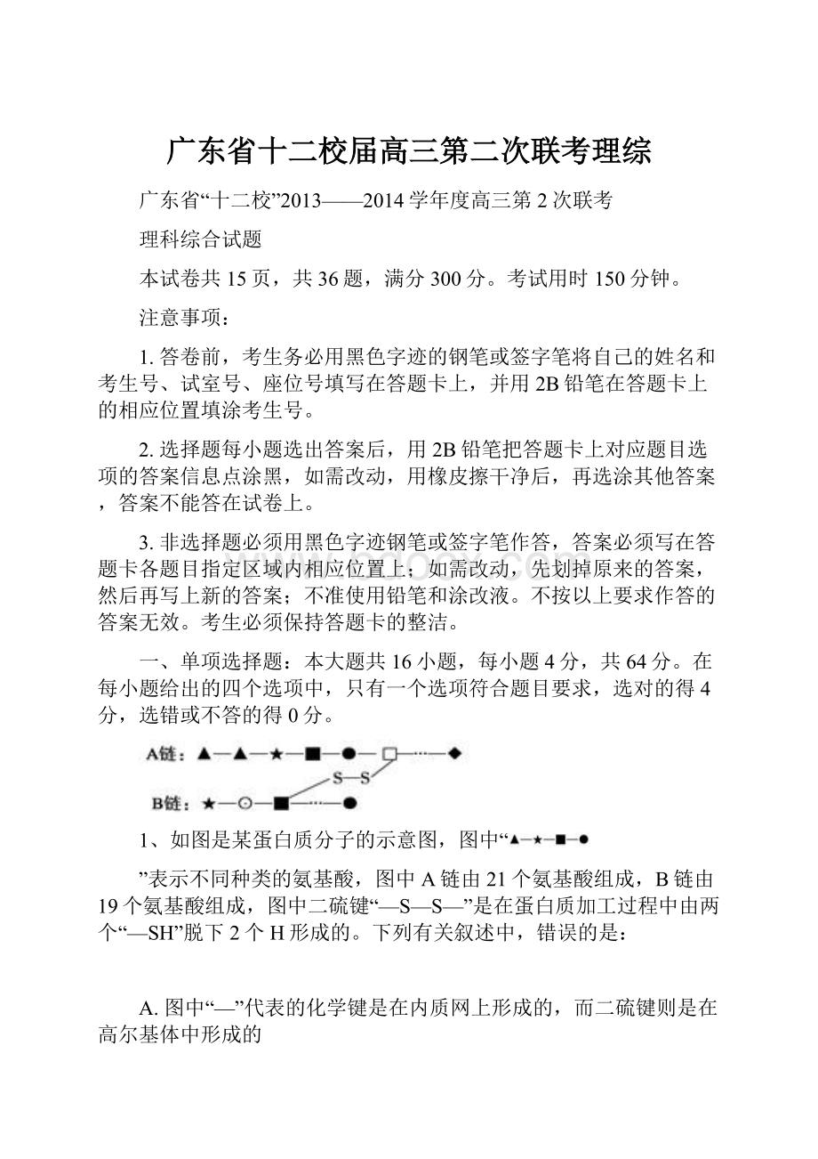 广东省十二校届高三第二次联考理综.docx