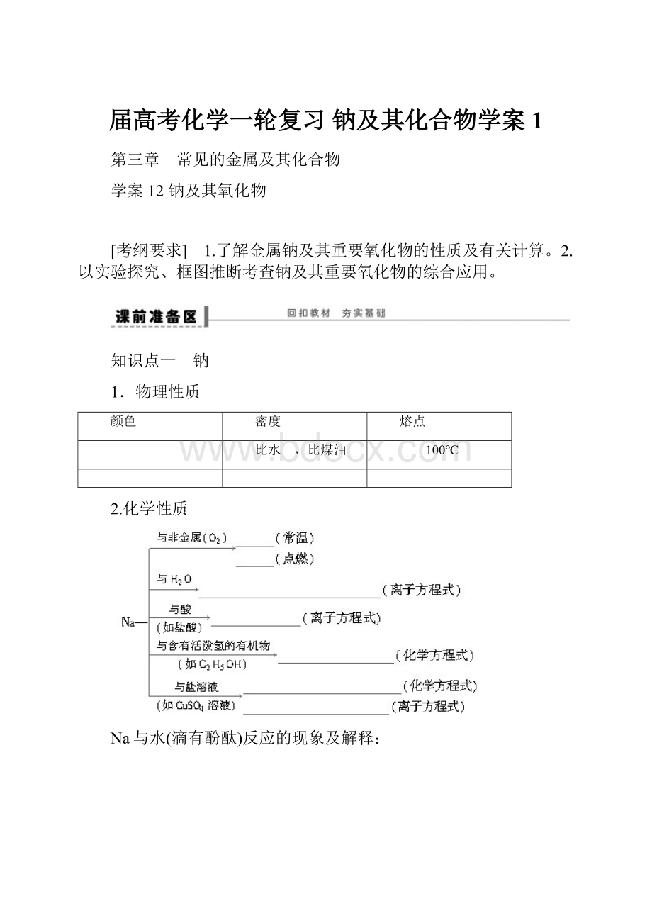 届高考化学一轮复习 钠及其化合物学案1.docx