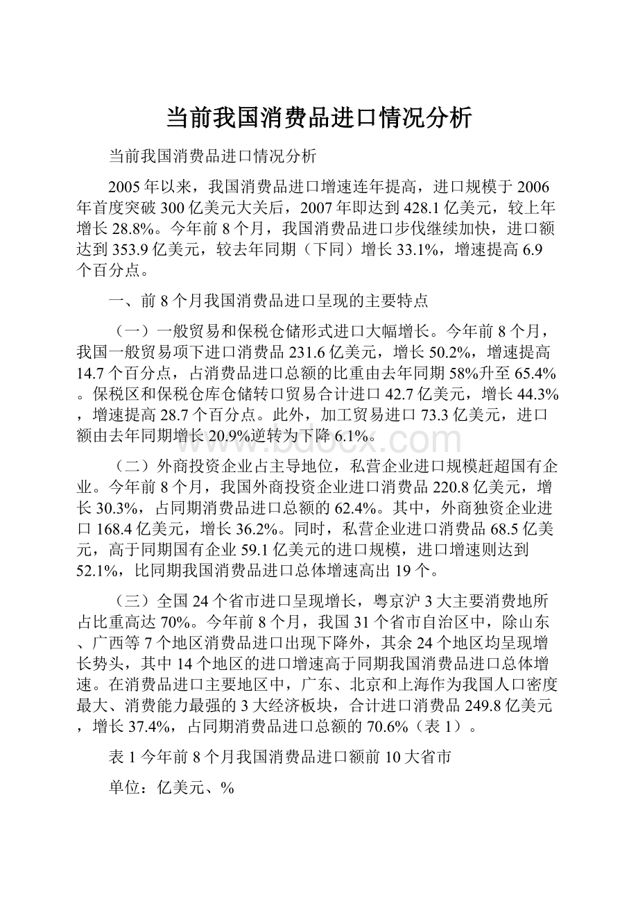 当前我国消费品进口情况分析.docx