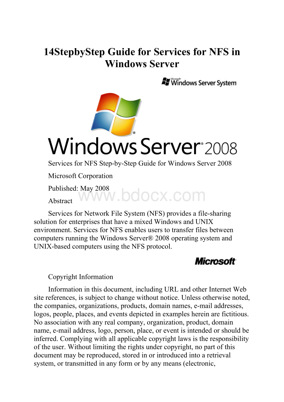 14StepbyStep Guide for Services for NFS in Windows Server.docx