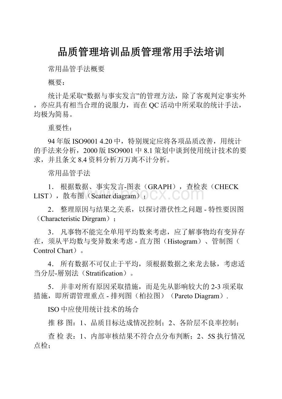 品质管理培训品质管理常用手法培训.docx