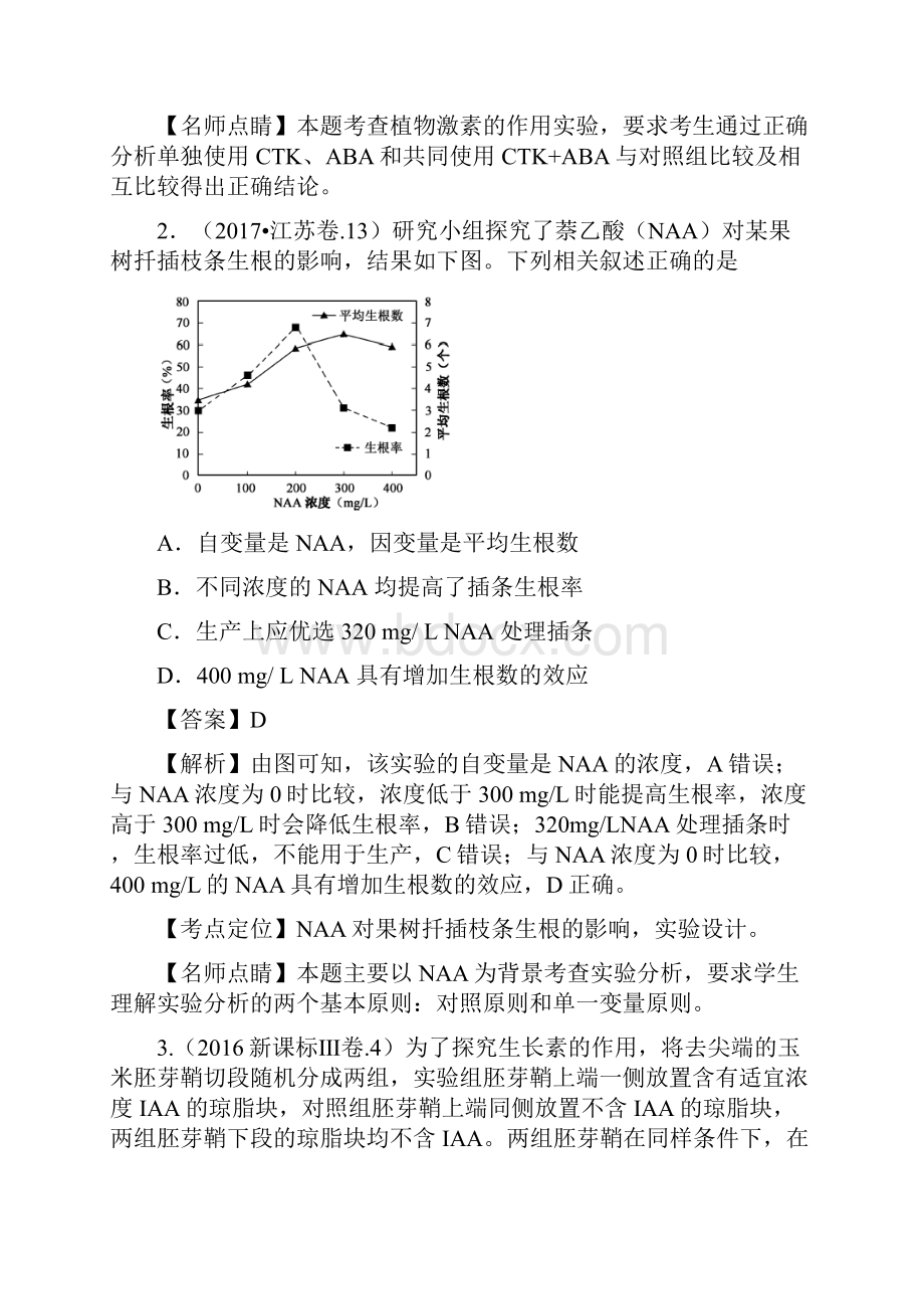 专题10植物激素调节三年高考生物试题分项版解析.docx_第2页