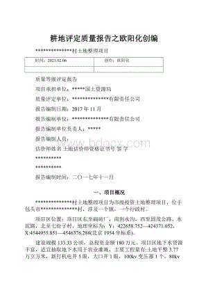 耕地评定质量报告之欧阳化创编.docx