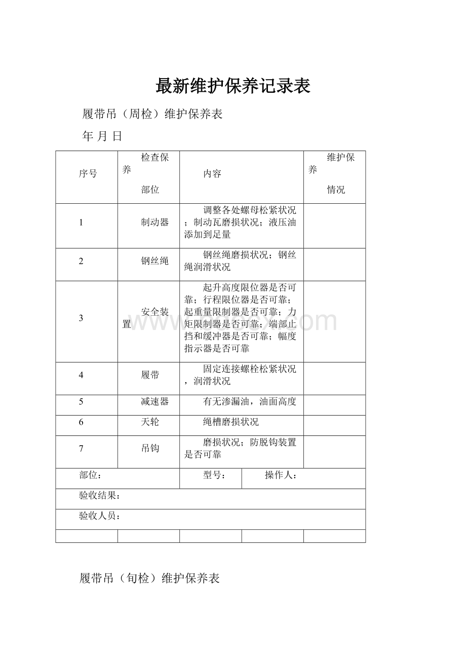 最新维护保养记录表.docx_第1页