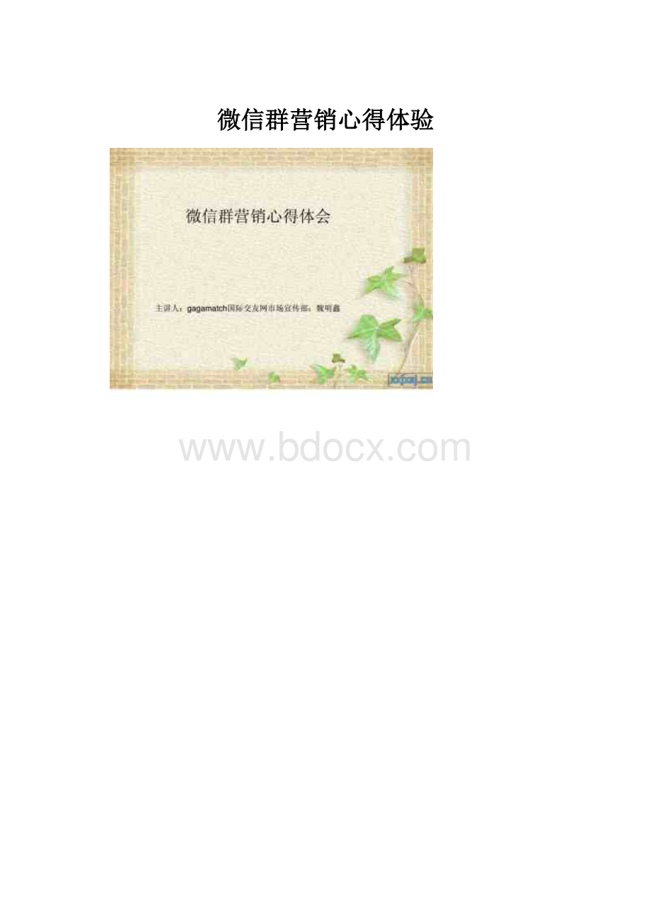 微信群营销心得体验.docx