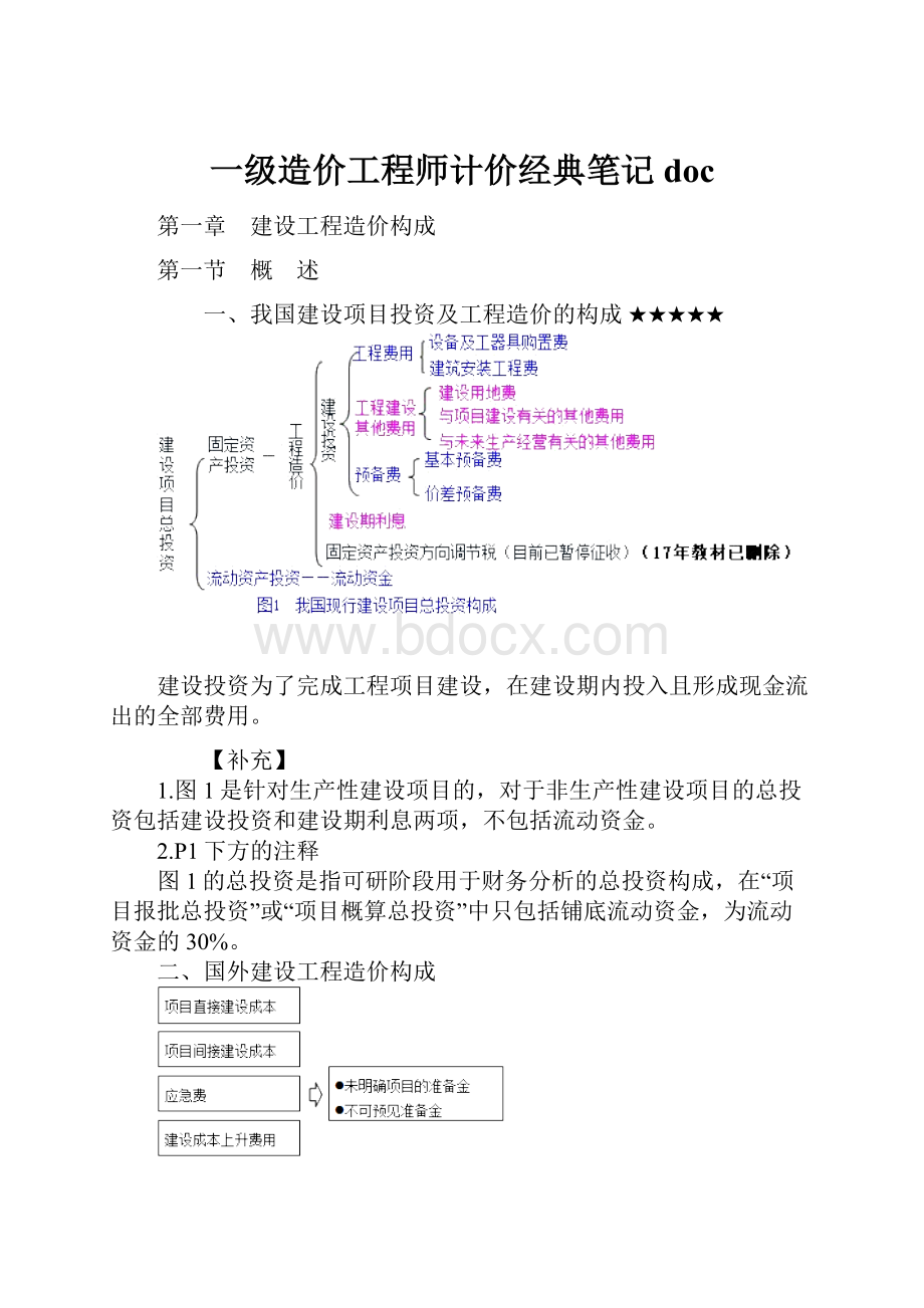 一级造价工程师计价经典笔记doc.docx