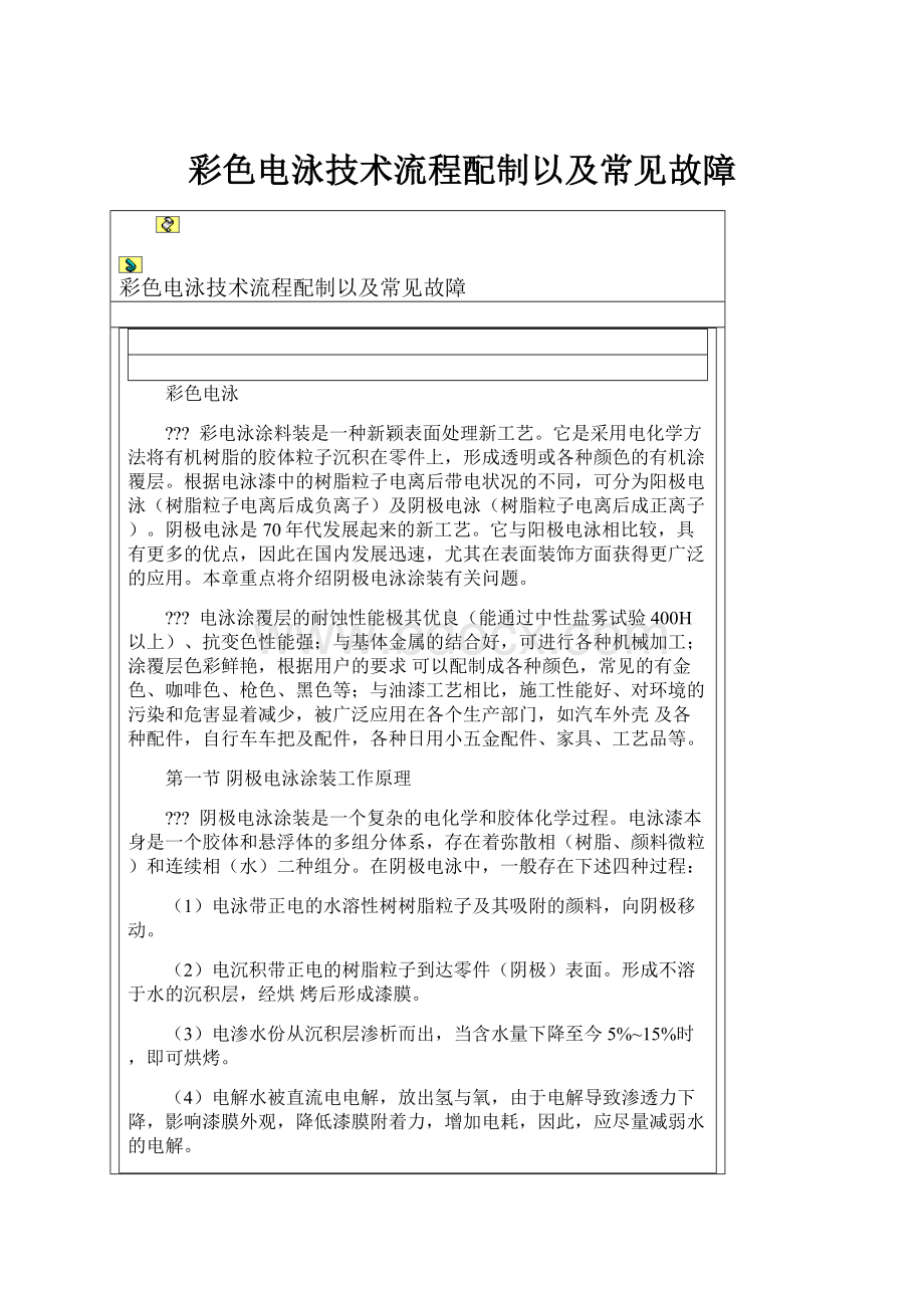 彩色电泳技术流程配制以及常见故障.docx