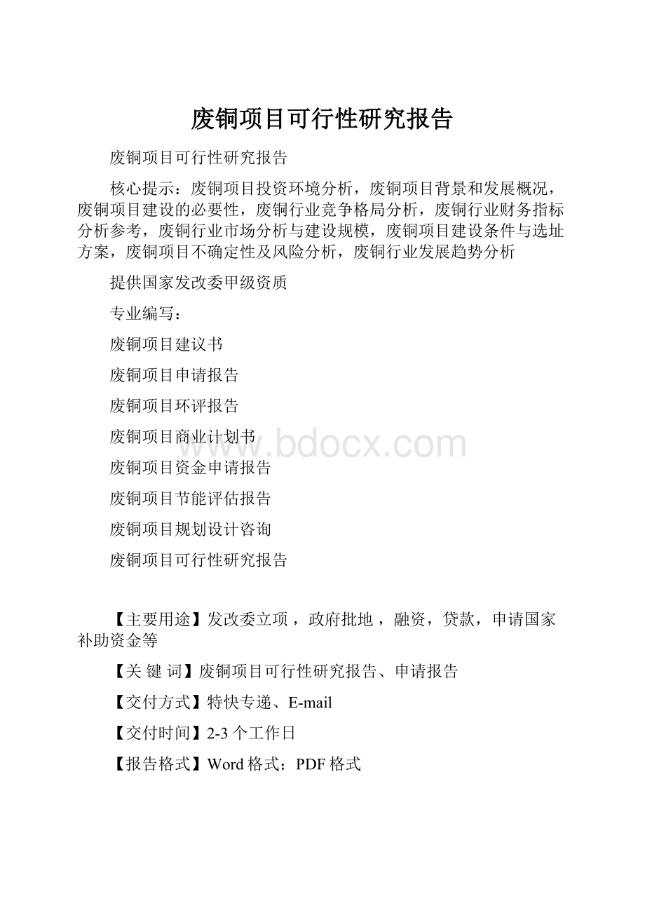 废铜项目可行性研究报告.docx