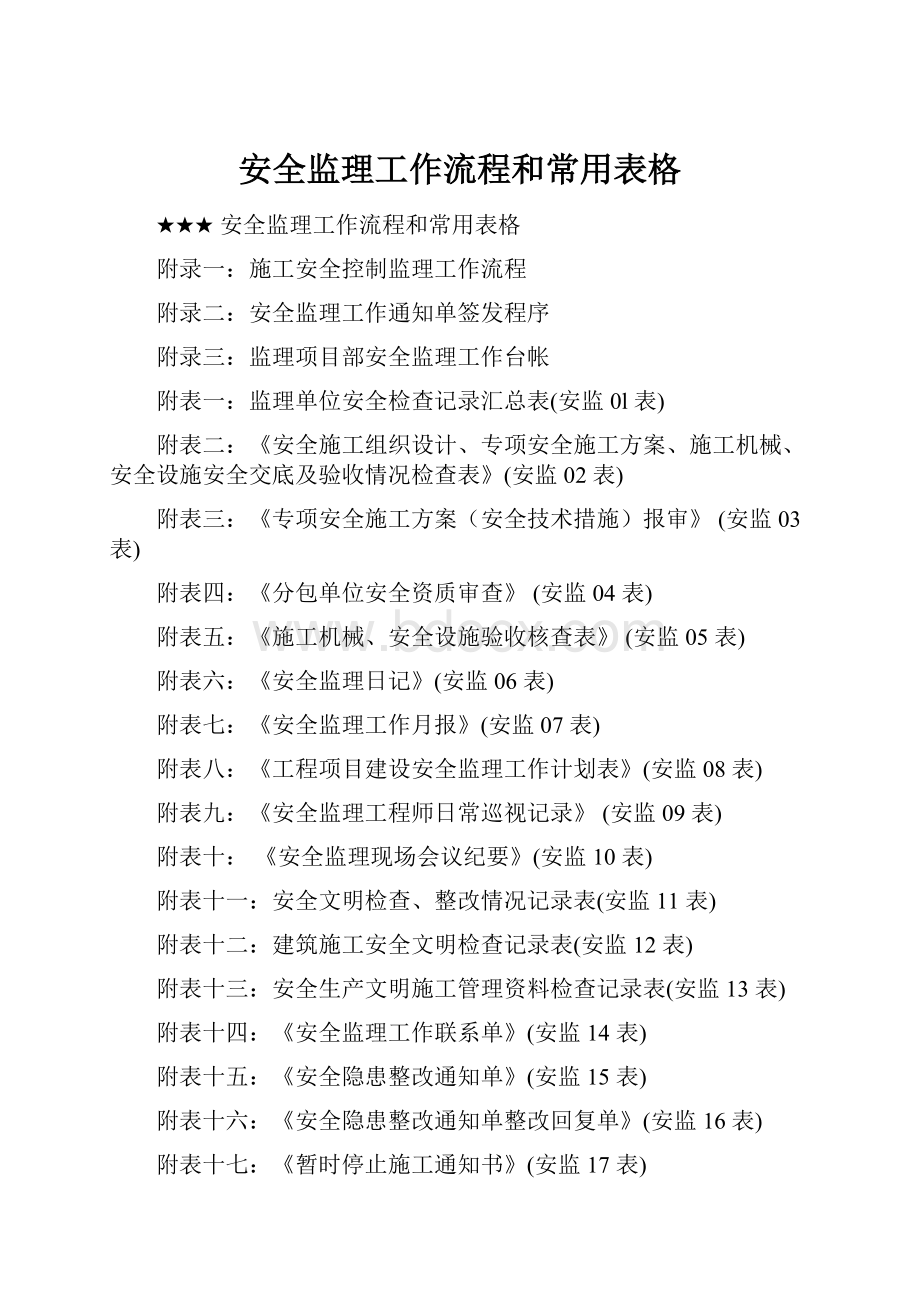 安全监理工作流程和常用表格.docx_第1页