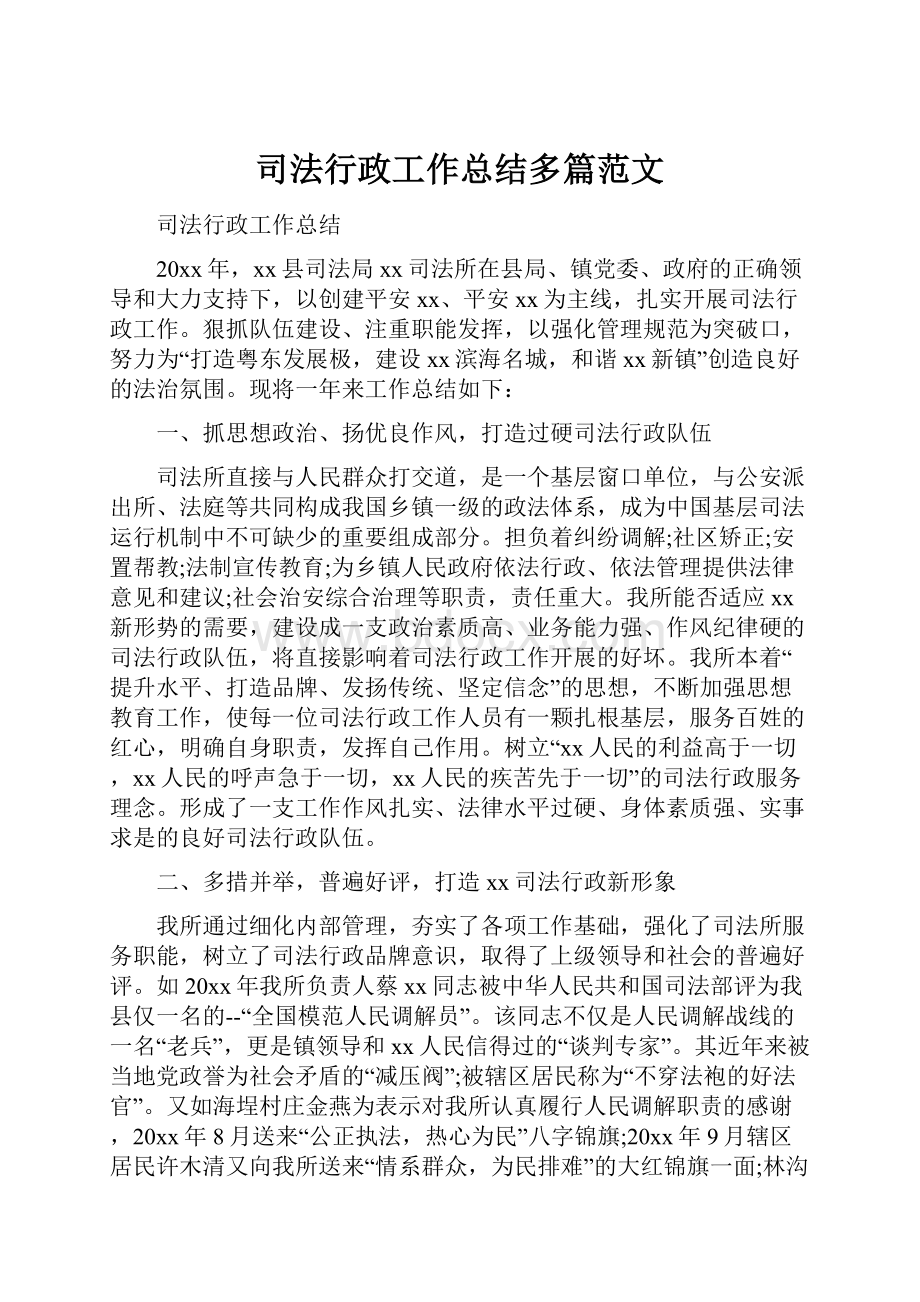 司法行政工作总结多篇范文.docx