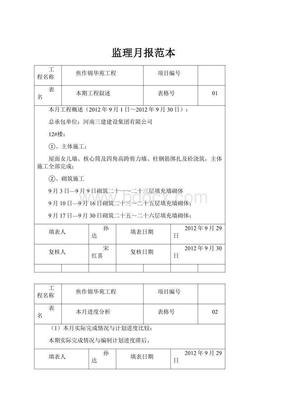 监理月报范本.docx_第1页