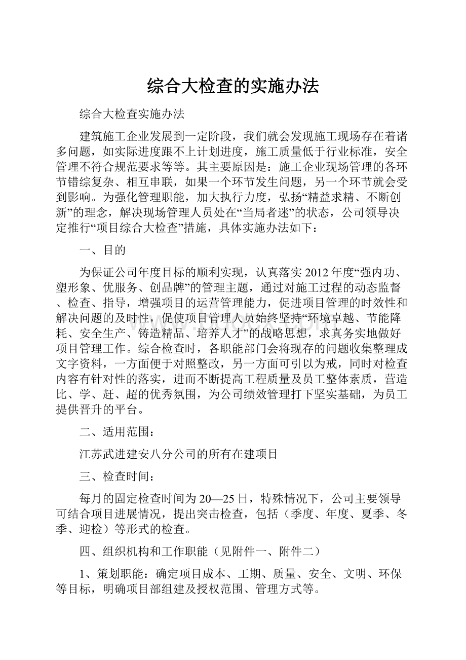 综合大检查的实施办法.docx