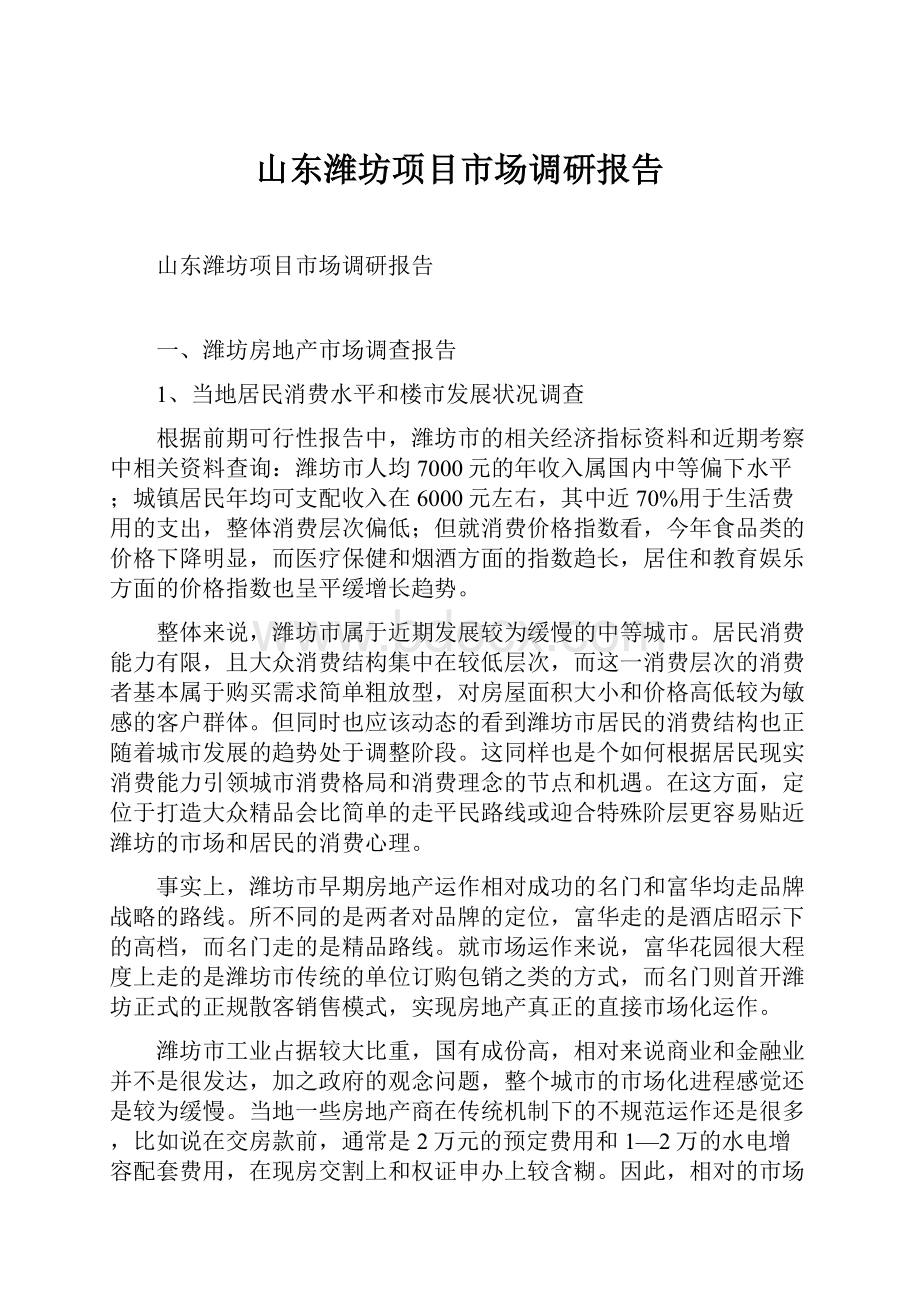 山东潍坊项目市场调研报告.docx_第1页