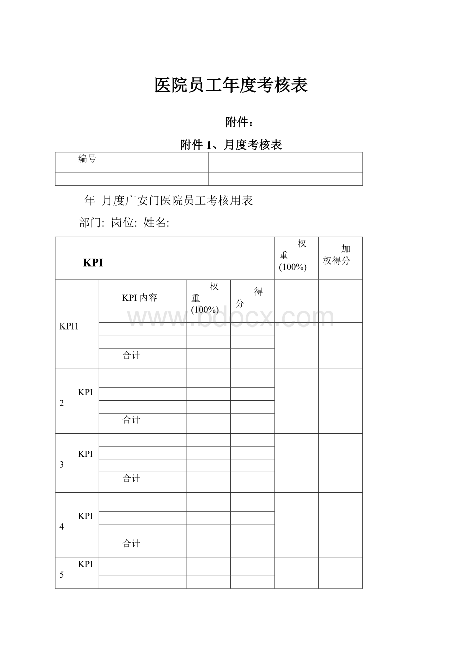 医院员工年度考核表.docx