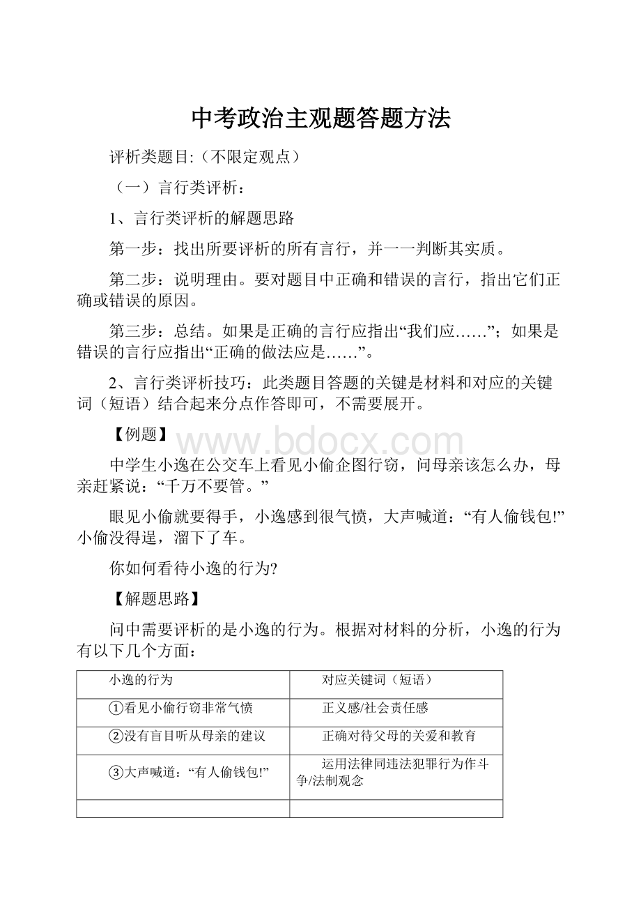 中考政治主观题答题方法.docx_第1页