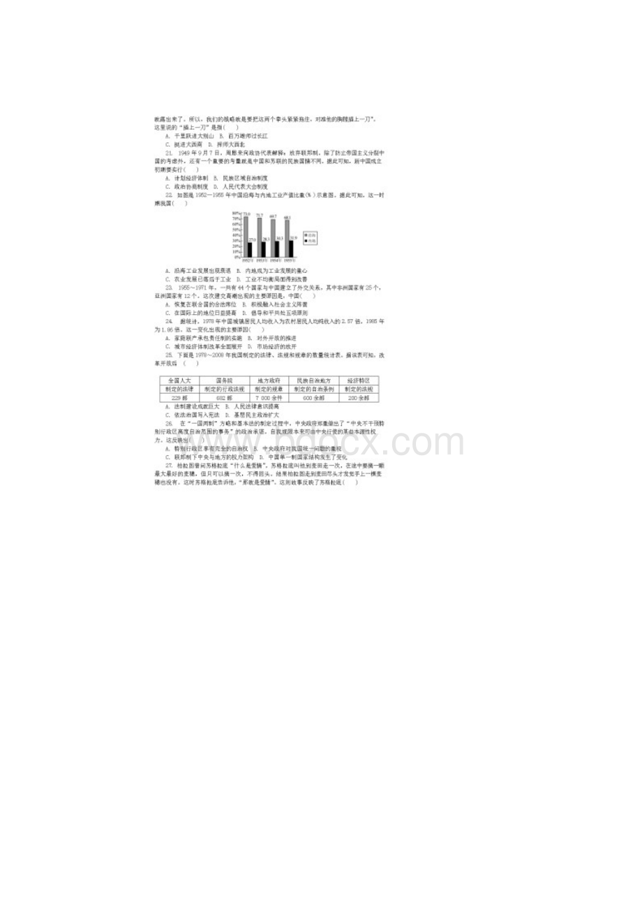 江苏省普通高中学年高二历史学业水平合格性考试模拟试题一含答案.docx_第3页