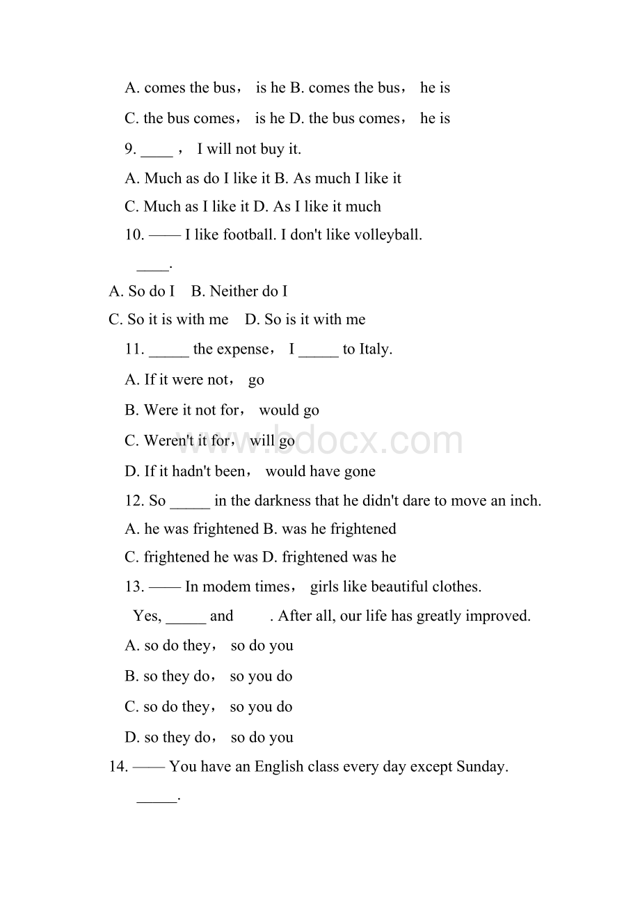 高二英语倒装句练习题及答案2.docx_第2页