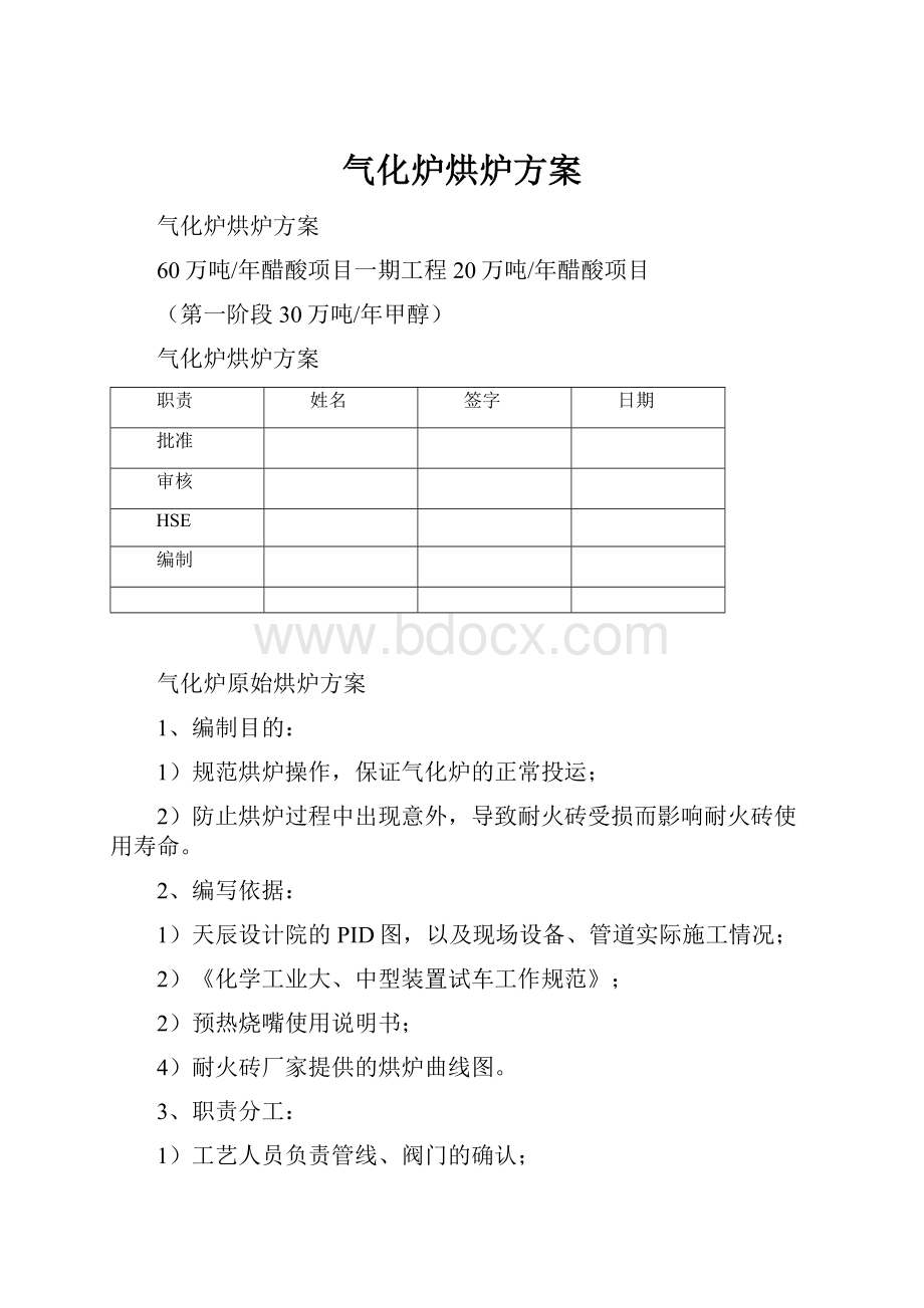 气化炉烘炉方案.docx