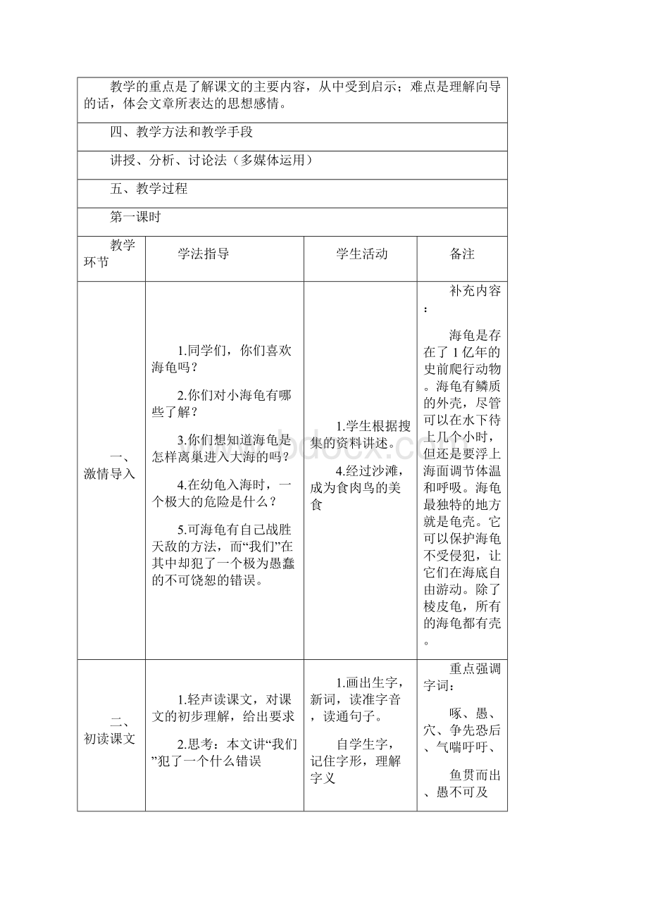 精品人教版小学四年级下册语文表格教案第三单元.docx_第2页