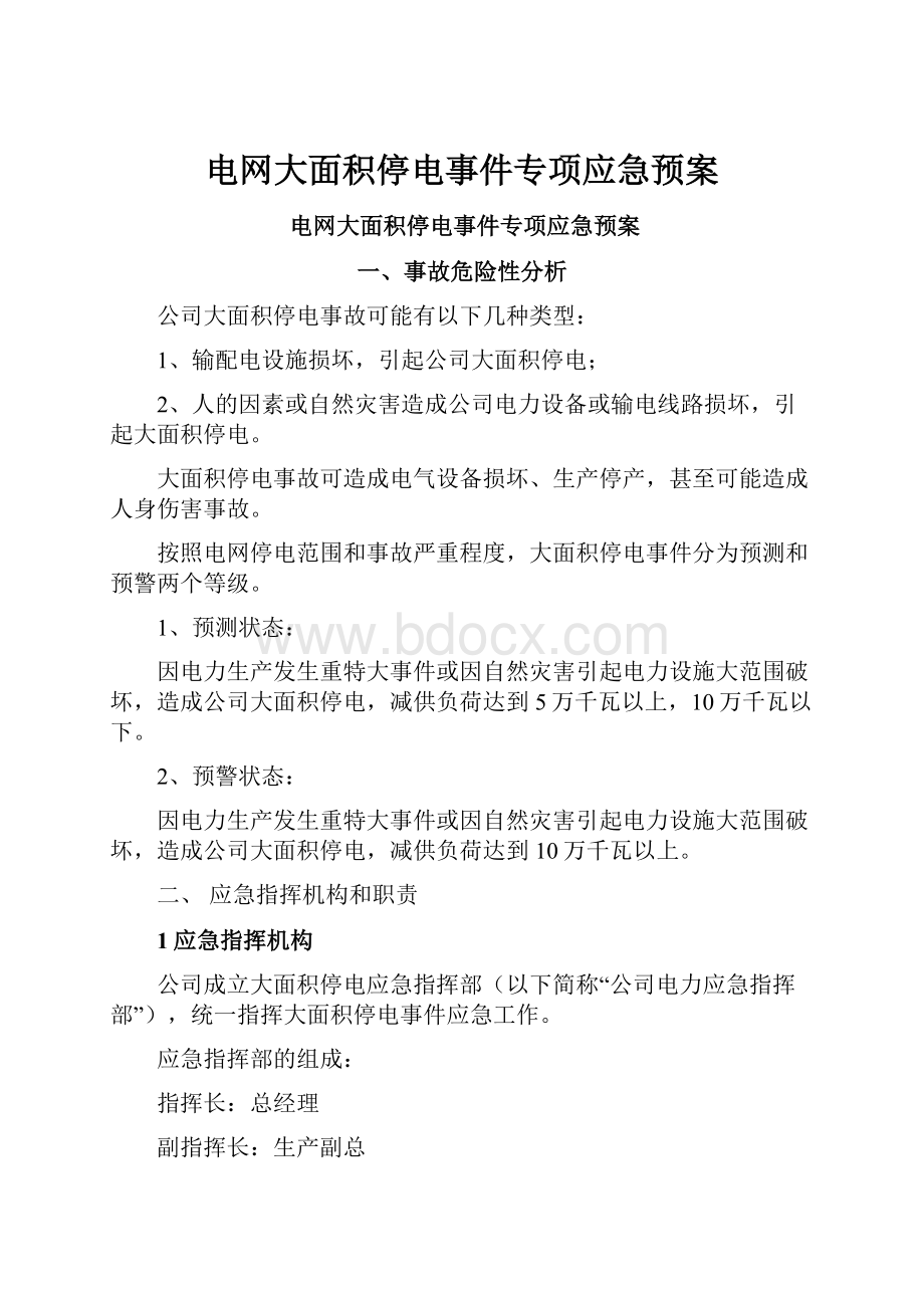 电网大面积停电事件专项应急预案.docx_第1页