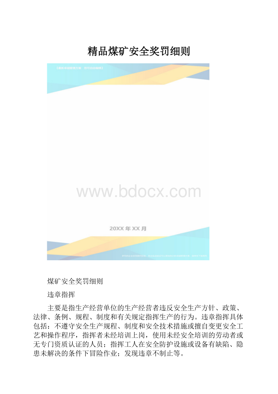 精品煤矿安全奖罚细则.docx_第1页