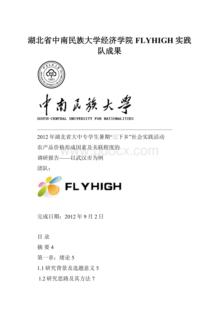 湖北省中南民族大学经济学院FLYHIGH实践队成果.docx_第1页