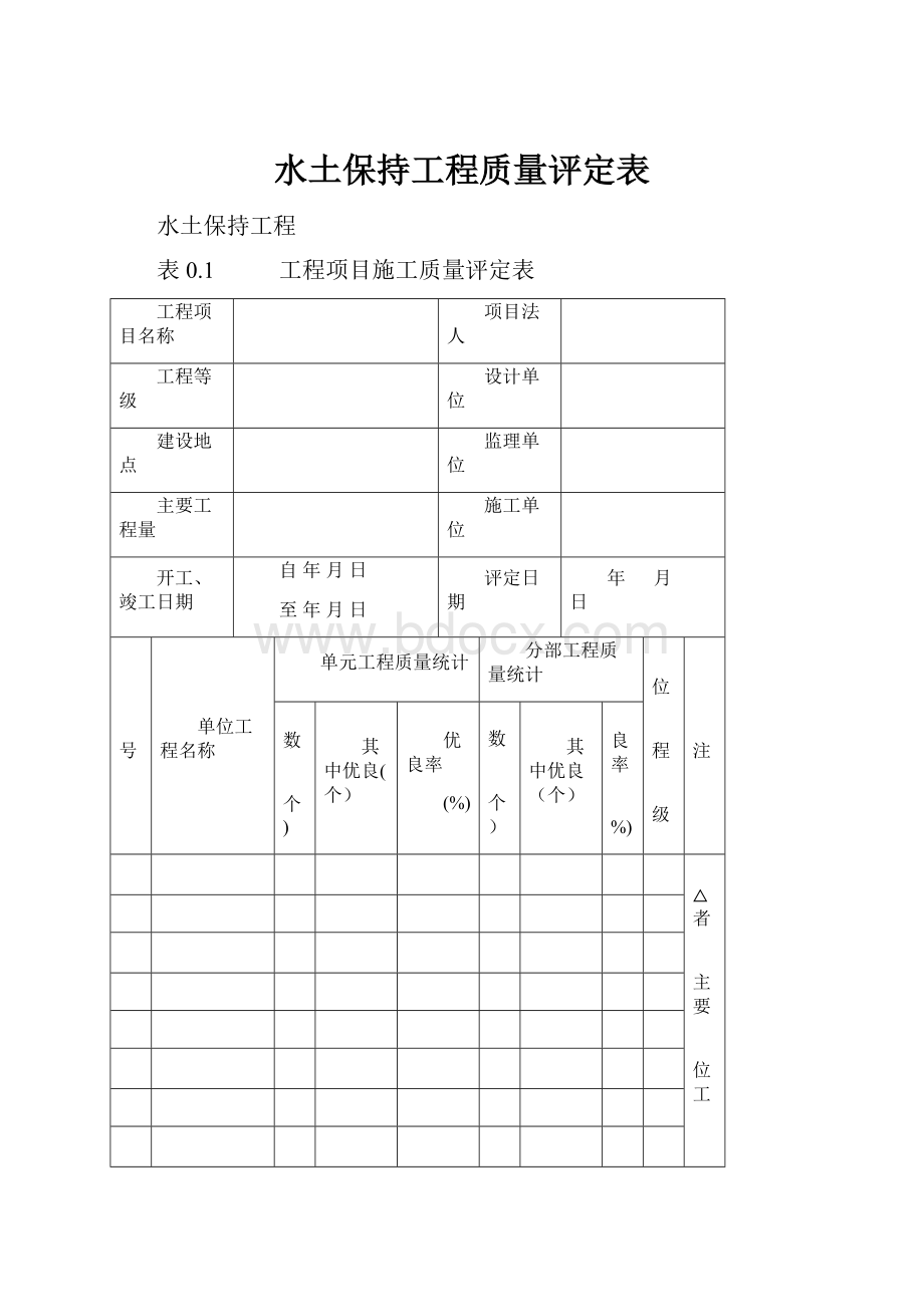 水土保持工程质量评定表.docx_第1页