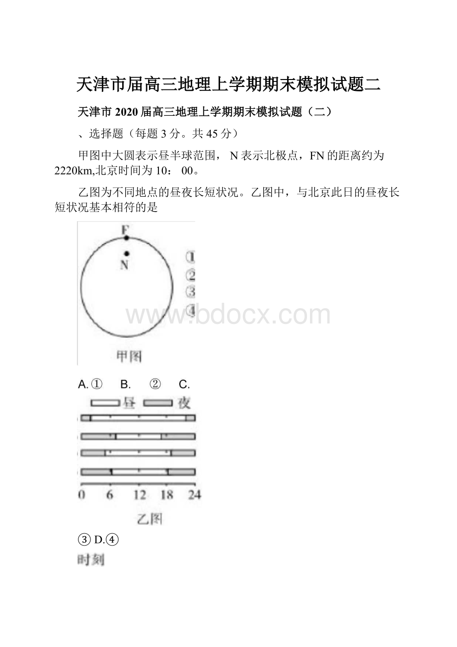 天津市届高三地理上学期期末模拟试题二.docx_第1页